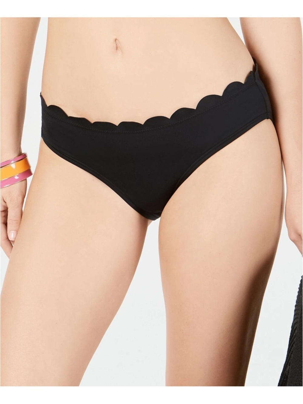 Kate Spade Black Stretch Scalloped Hipster Bikini Swim Bottom - Small (4/6)